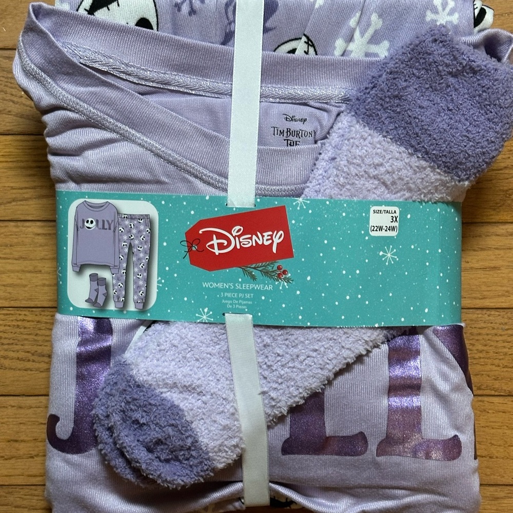Nightmare Before Christmas Jack Skellington 3 Piece Pajama Set 2X Purple